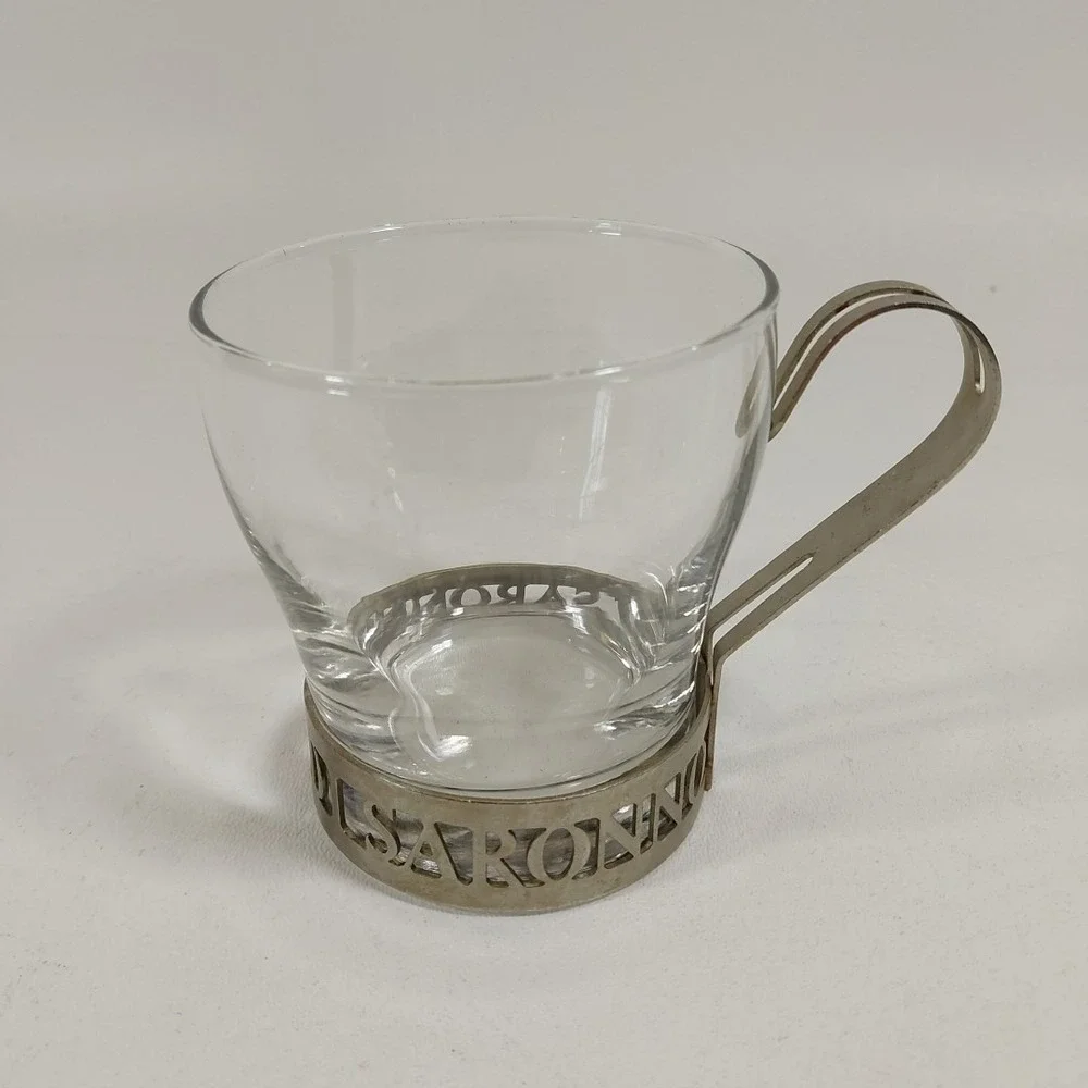 Libbey Amaretto Di Saronno‎ Glasses Metal Frame Vintage Barware